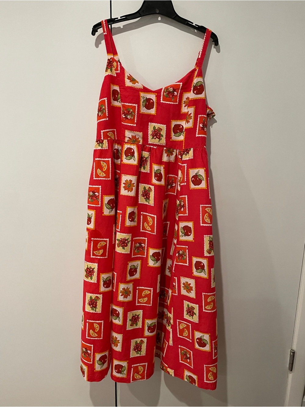 Skies Are Blue Red Floral & Fruit Print Sundress XL